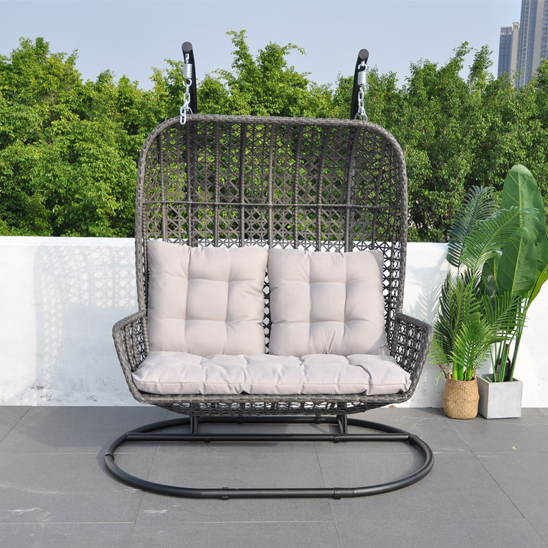 Hot Sales Pe Rattan Hanging Double Egg Swing Chair