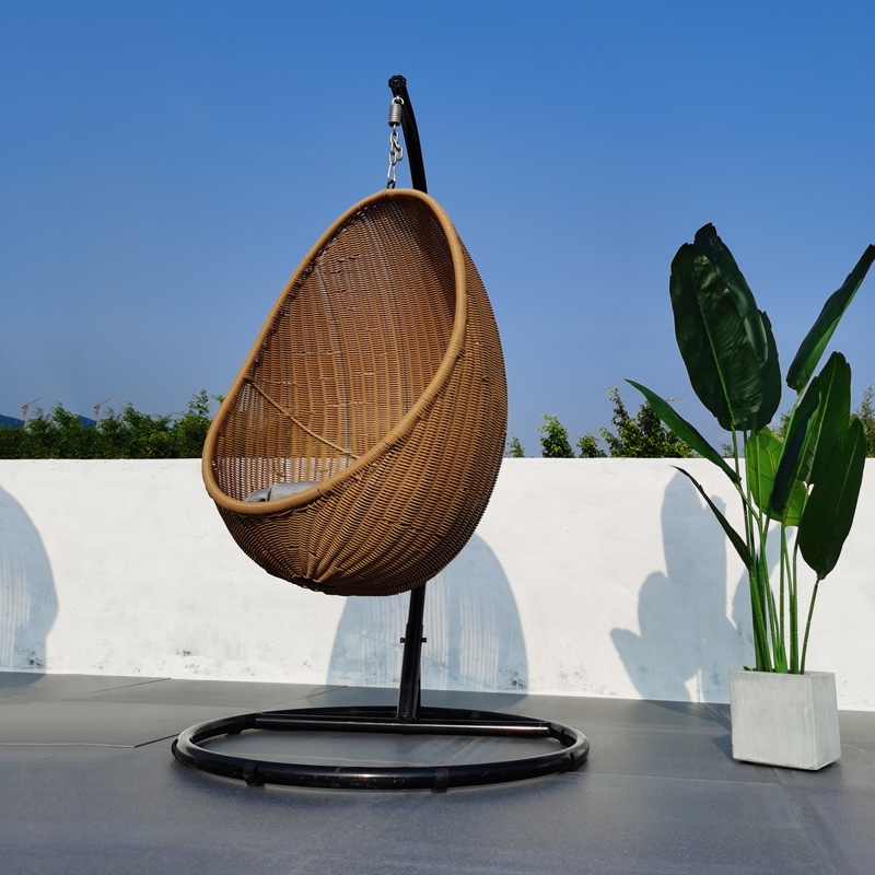 Patio Hanging Rattan Swing Egg Chair With Stand
