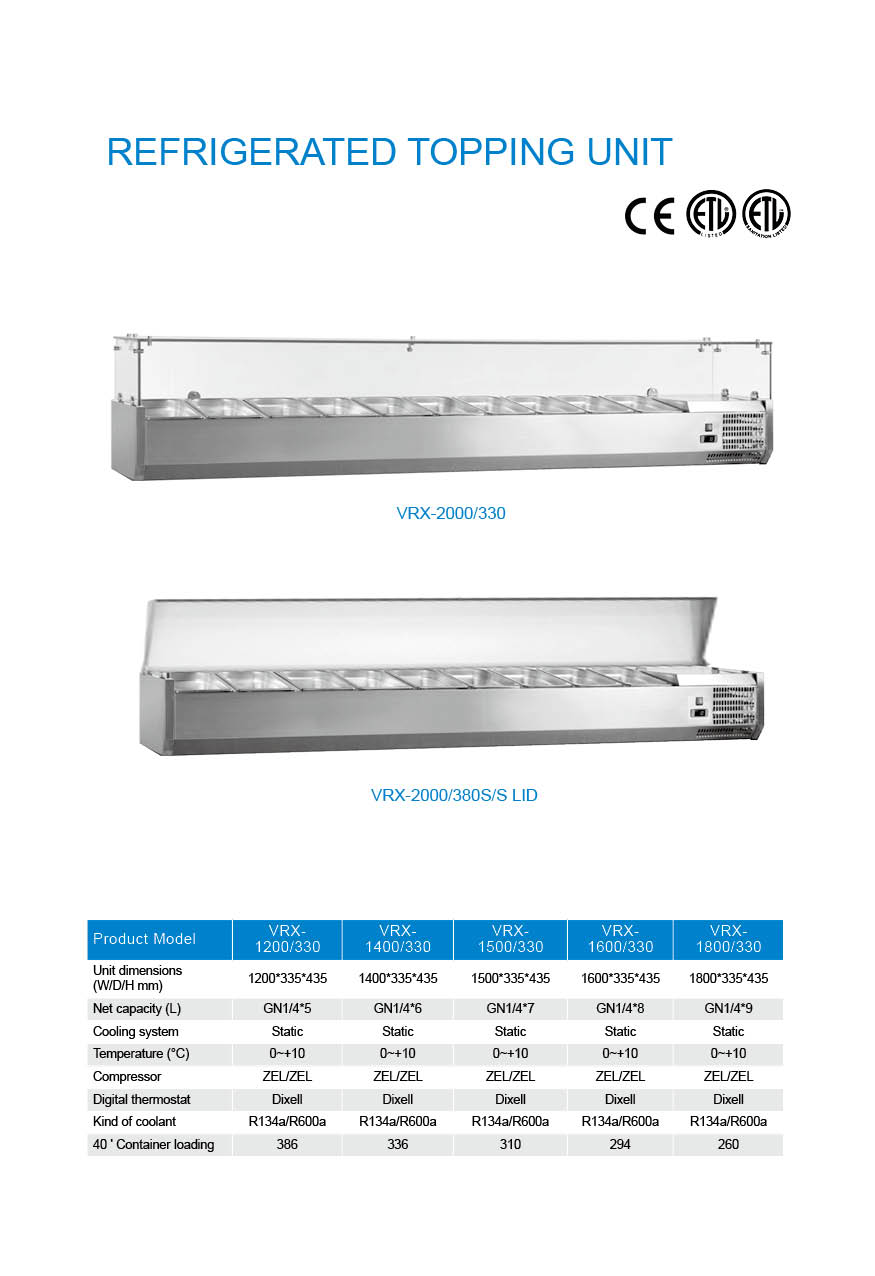 Stainless steel display cabinets for GN-Container