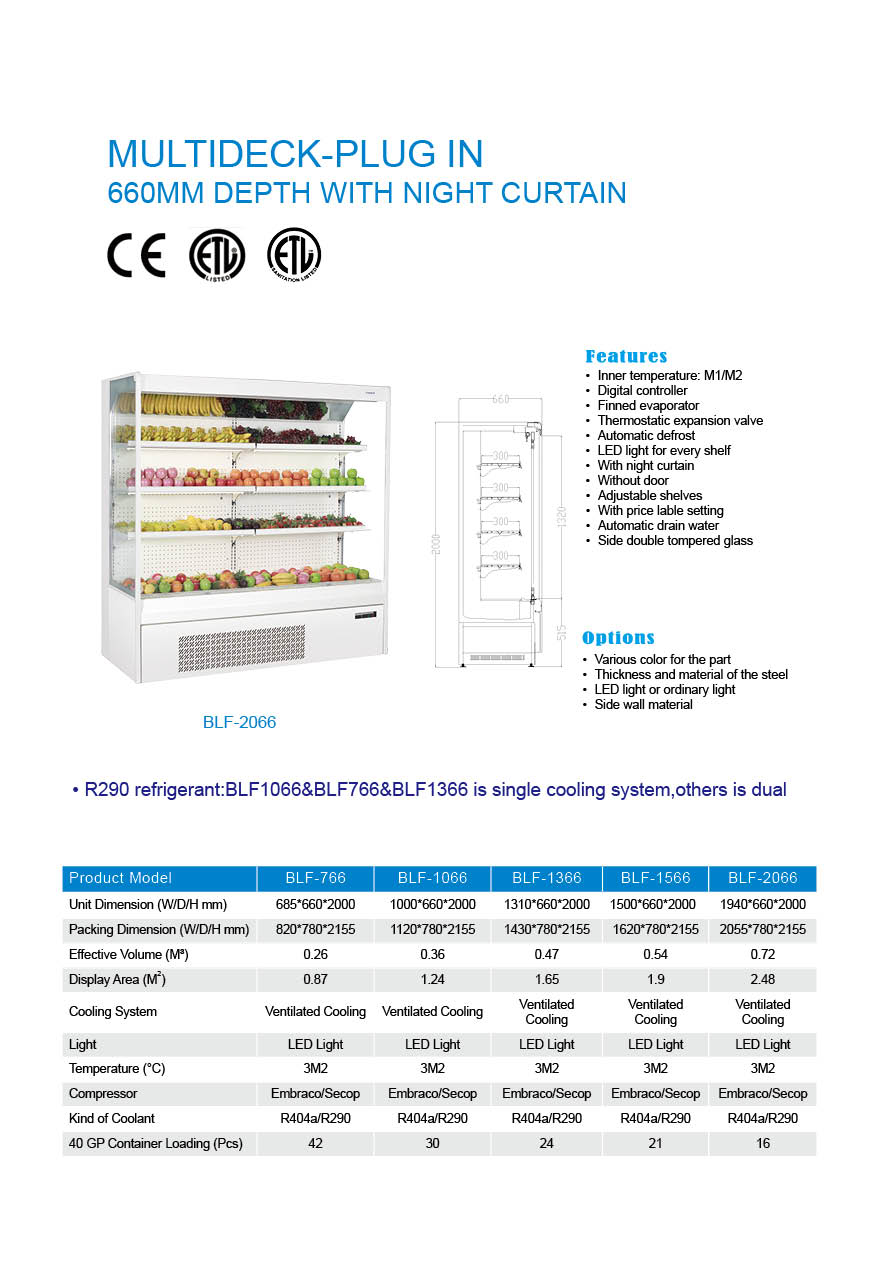 Refrigerated wall shelves without doors