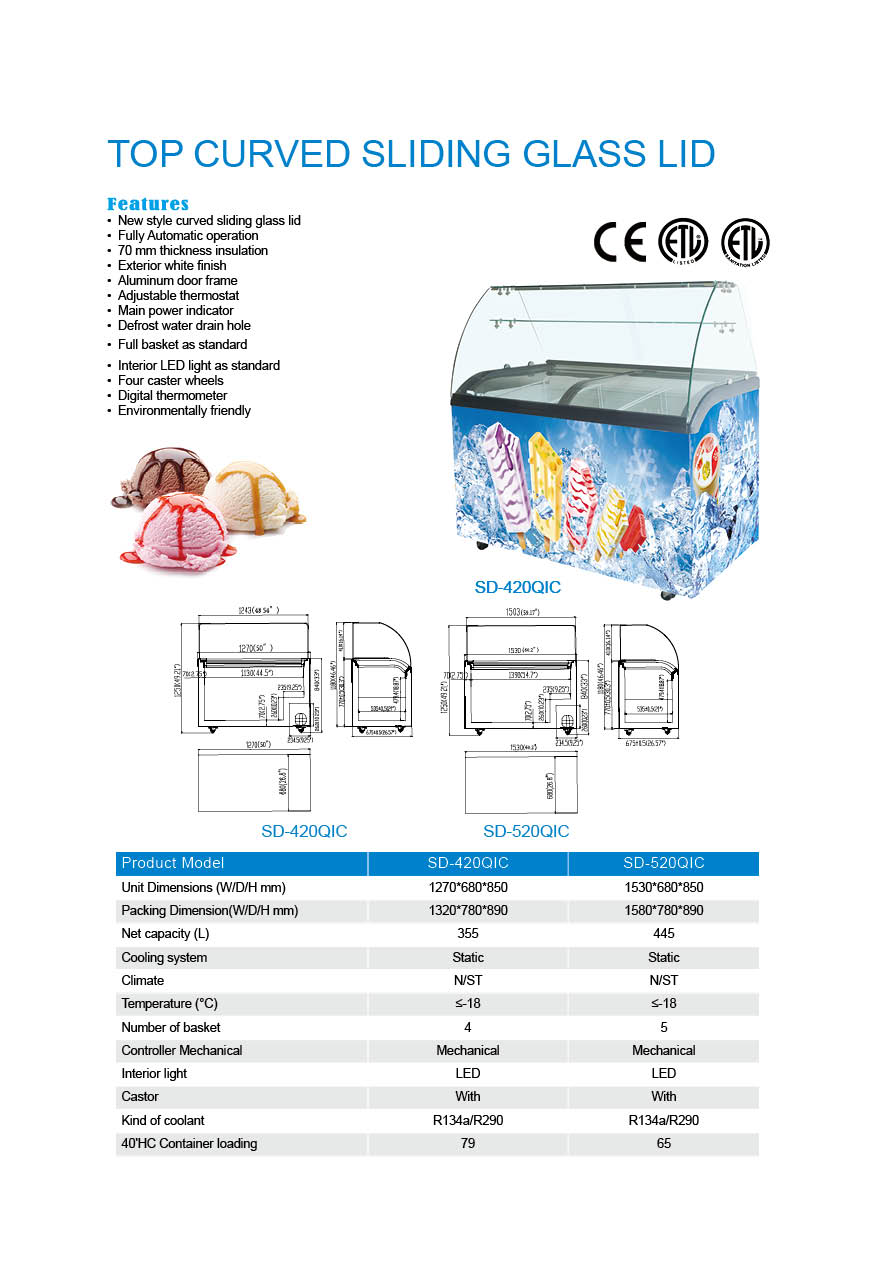 Large glass cover Chest Freezer