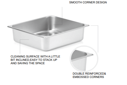 Diverses casseroles GN en acier inoxydable