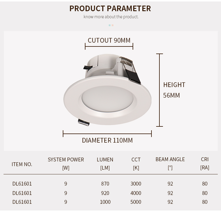 CCT switchable Downlight