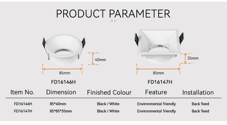 gu10 downlight frame