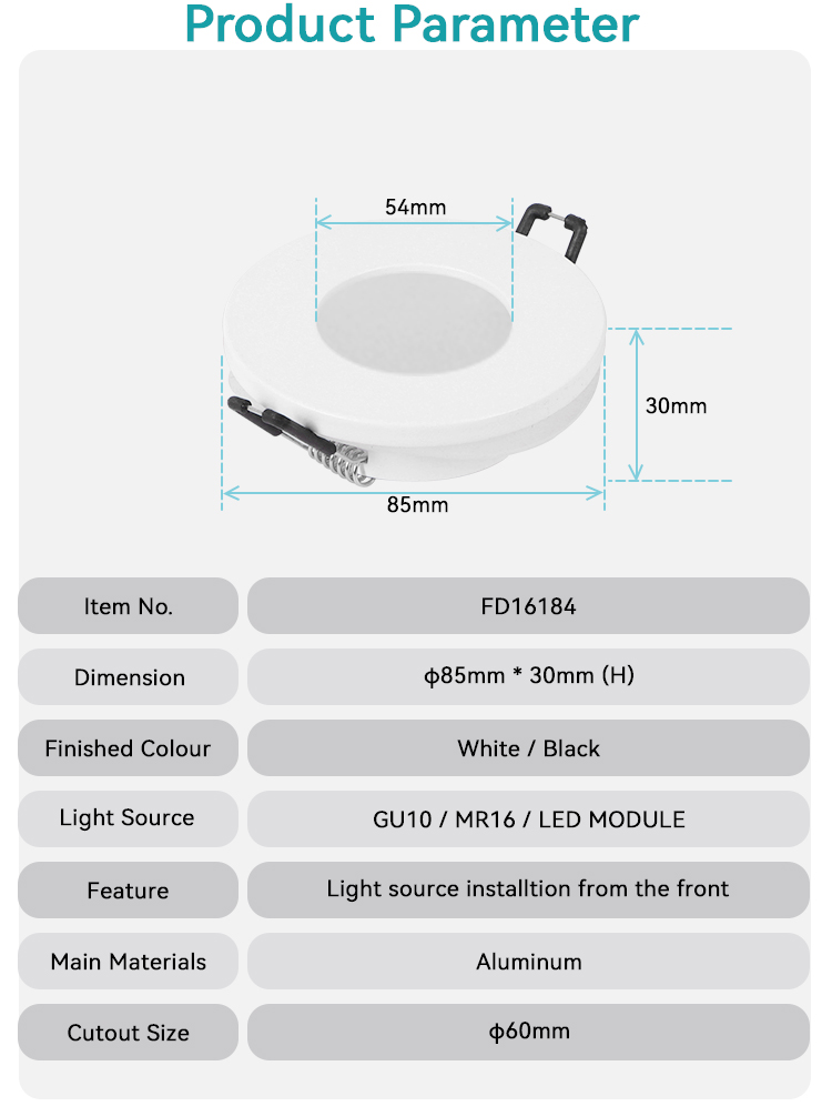 IP44 down light housing