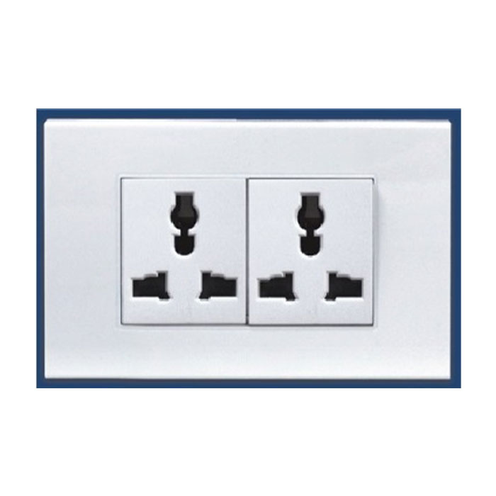 Double Type 3 pin Univeral Wall Socket