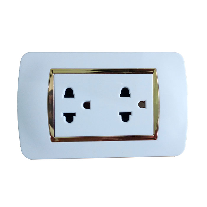 Double Type 3 pin Univeral Wall Socket