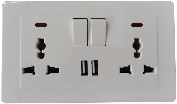 Double 13A UK Socket with switch