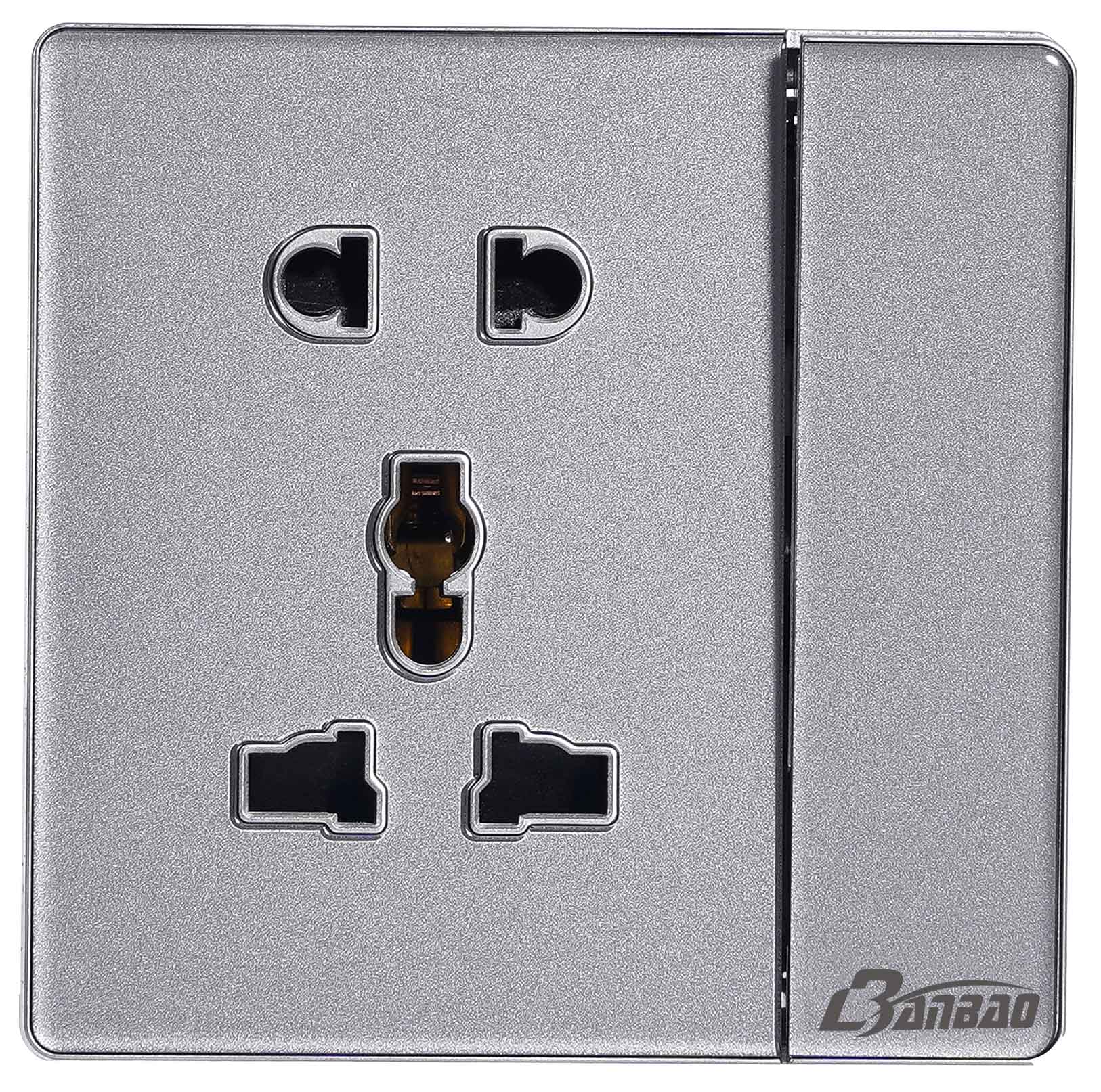1gang 5pin Wall Socket with Glass panel grey color