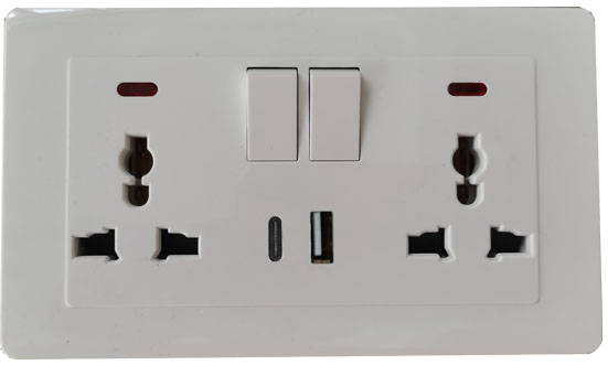 Type C USB Double Type 3pin Socket