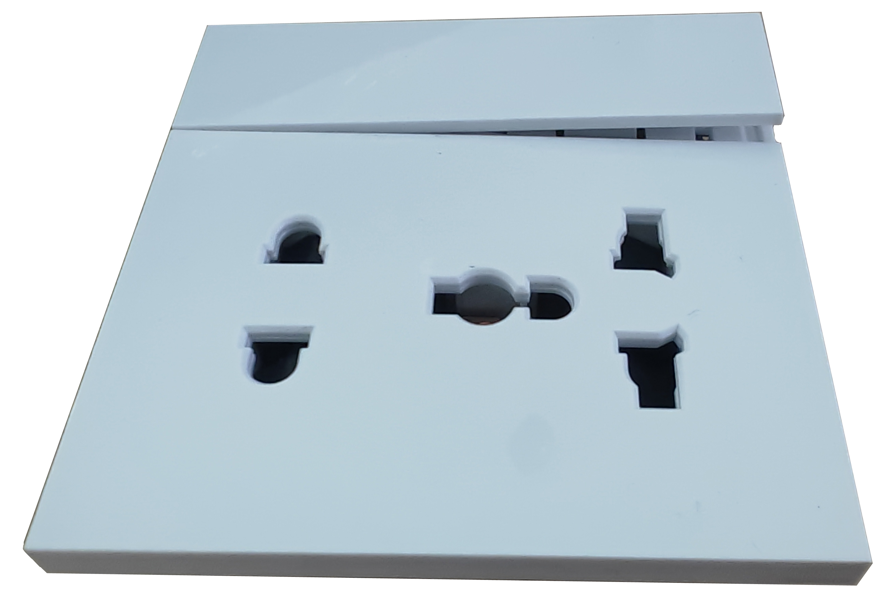PC Glass panel white color 15A 3 round pin socket