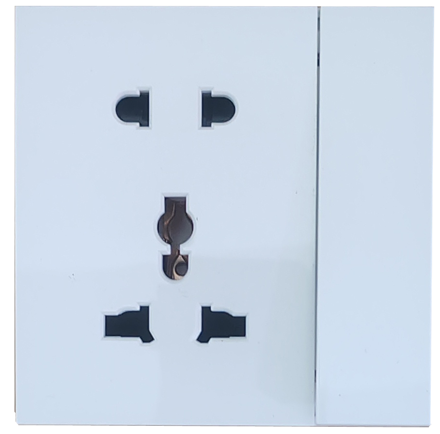 PC Glass panel white color 15A 3 round pin socket