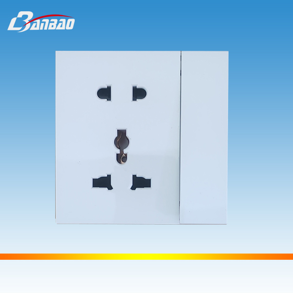 PC Glass panel white color 1gang 5pin Wall Socket