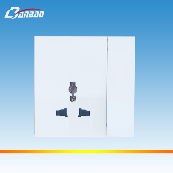 white color 1gang 3pin Wall Socket PC Glass panel