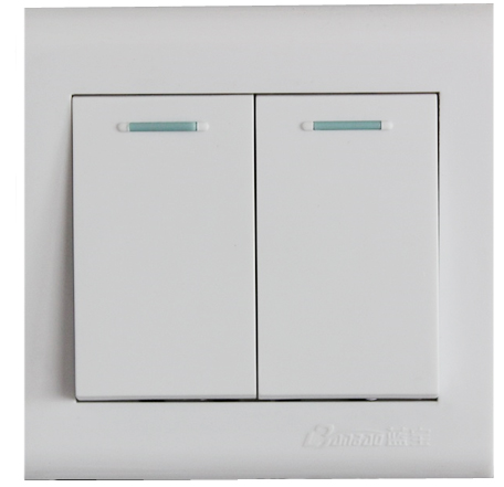 saklar dinding panel ABS 2gang 1/2 arah warna putih dengan harga bagus