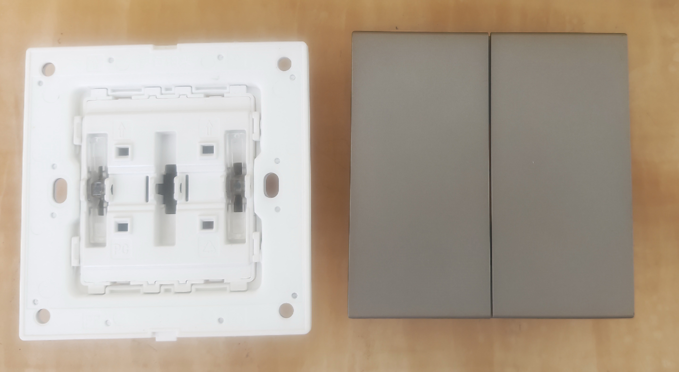 2gang 10A Big Button ultra thin grey color PC panel Wall Switch