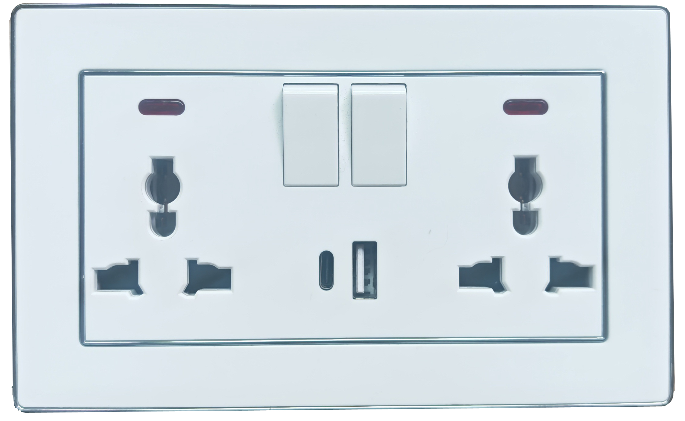 Double mulit 3pin Univeral Wall Socket with USB type C