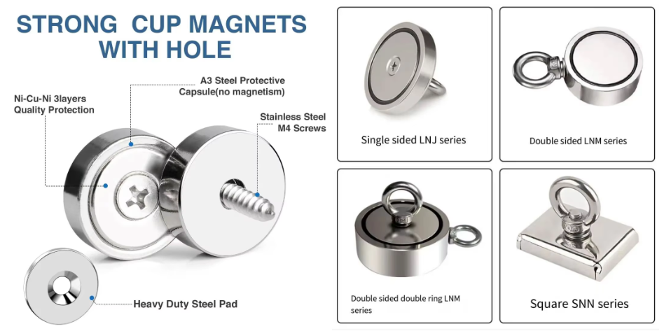 neodymium pot magnet with thread
