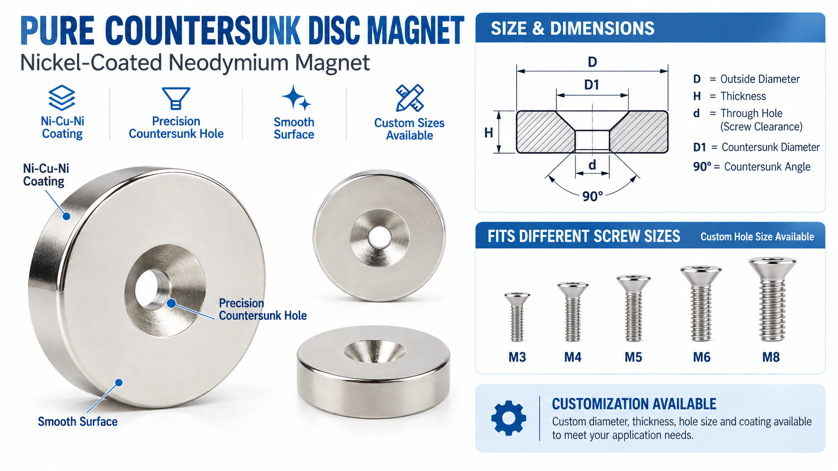 countersunk neodymium pot magnet