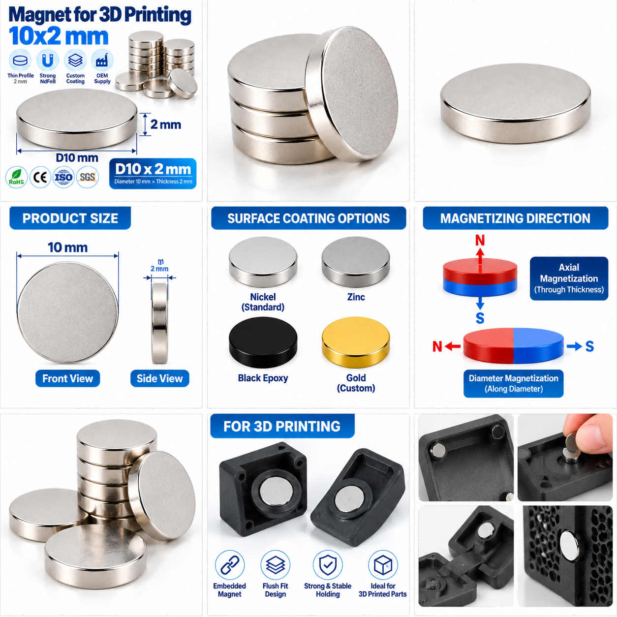 Magnet for 3D Printing 10x2