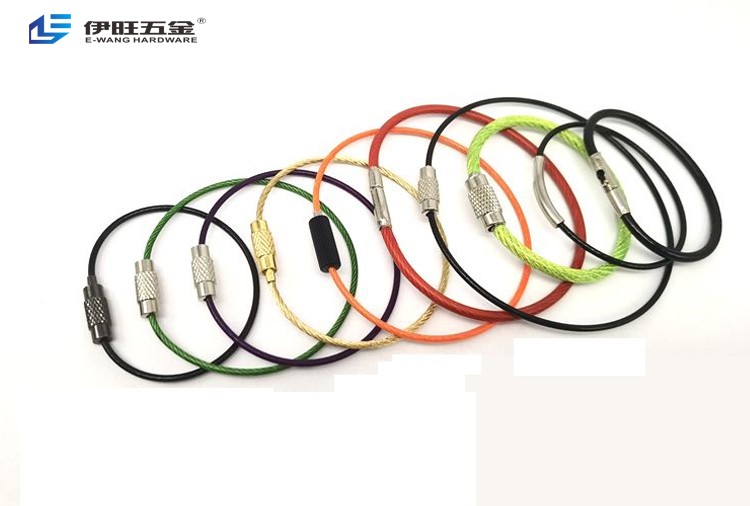 orange stainless steel wire cable keychains