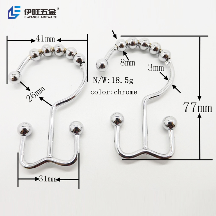 Stainless Steel 201 Double Shower Curtain Rings Hooks