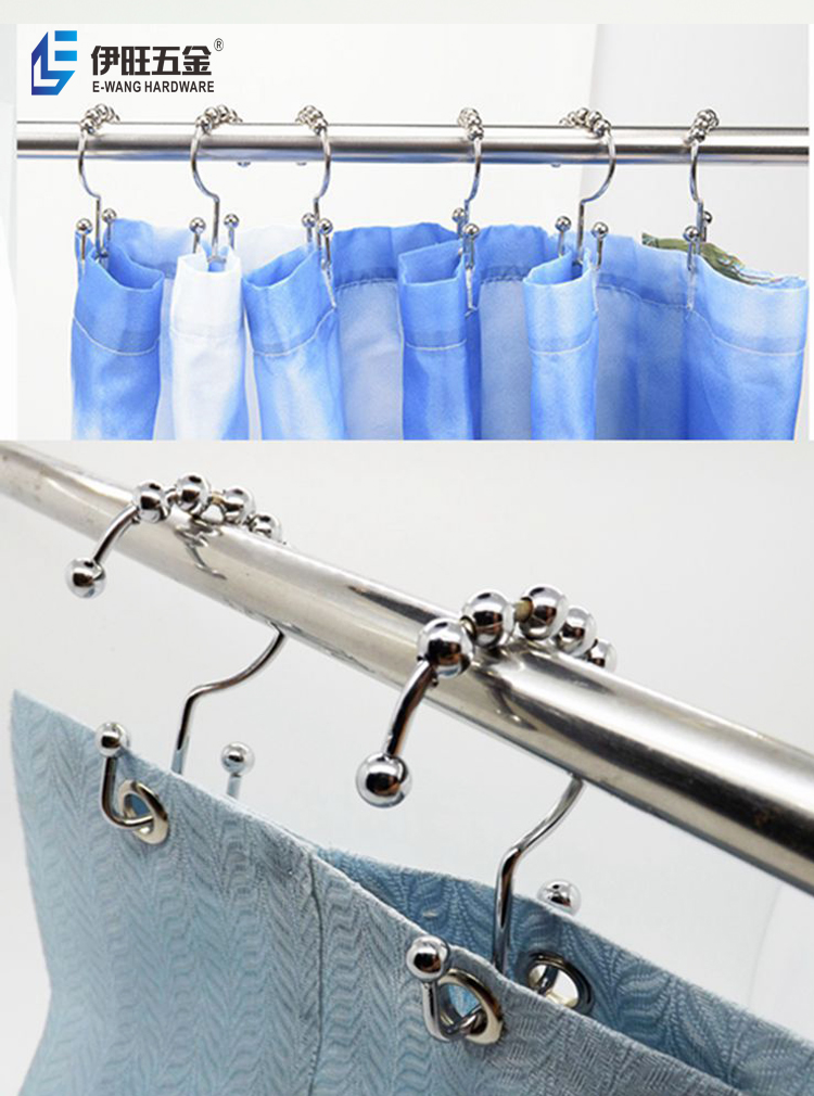 Stainless Steel 201 Double Shower Curtain Rings Hooks