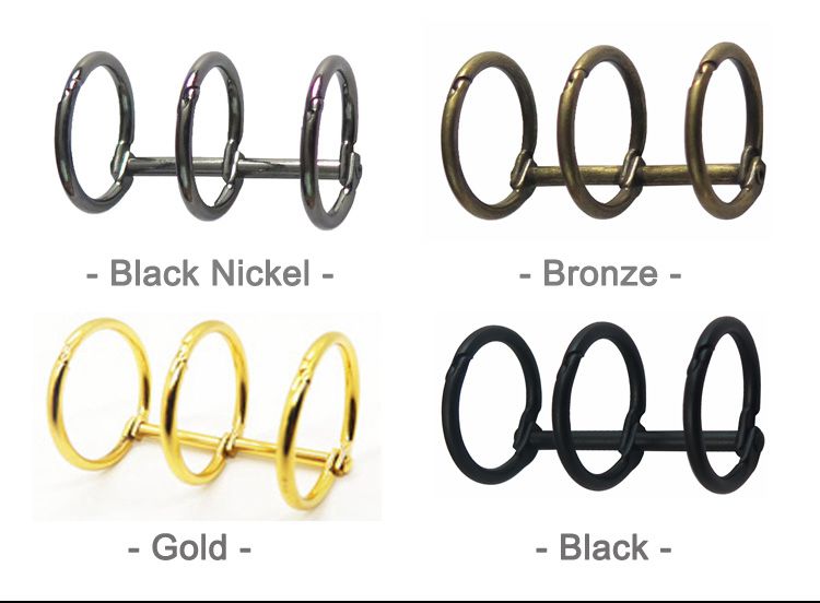 3-ring bronze metal loose leaf binder ring