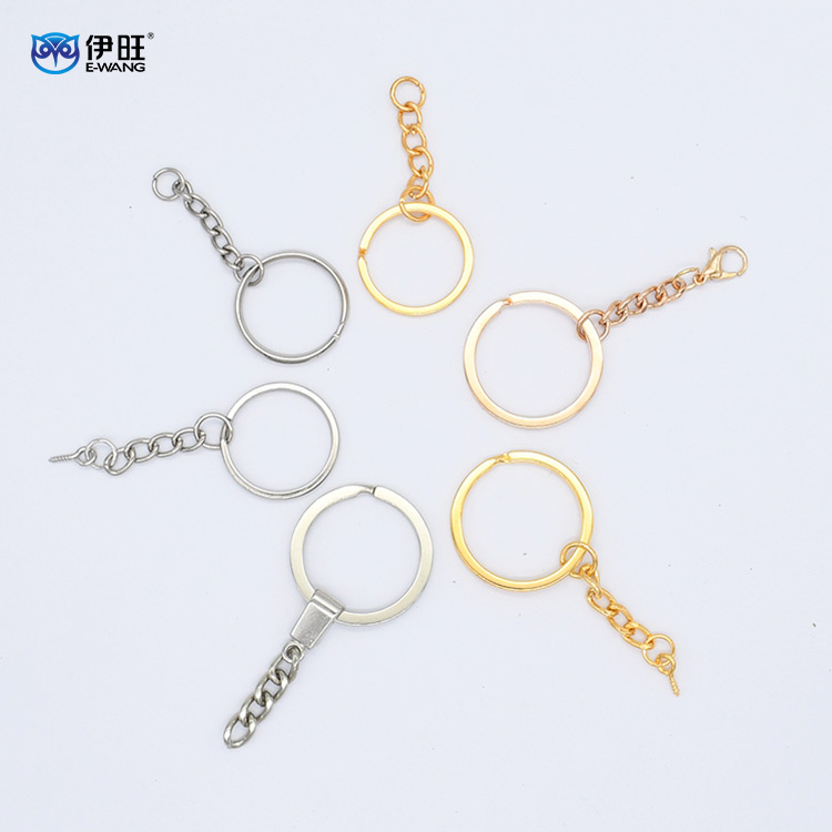Lobster Clasp Flat Split Key Chain Ring With Eye Screw