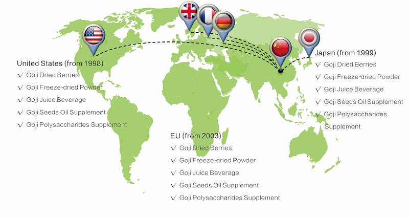 Нинся Волчья ягода экспортирует в более чем 27 стран и районов