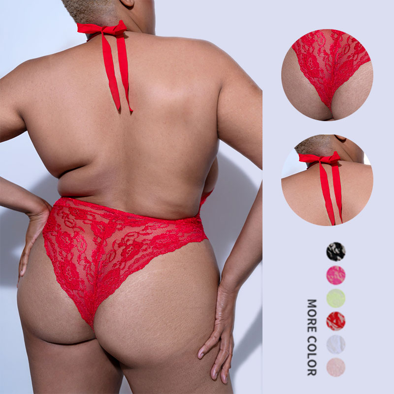 Ladies Red And Black Lace Bodysuit Lingerie