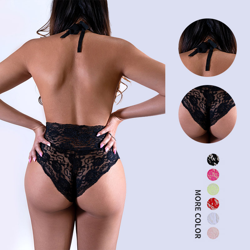 Ladies Red And Black Lace Bodysuit Lingerie