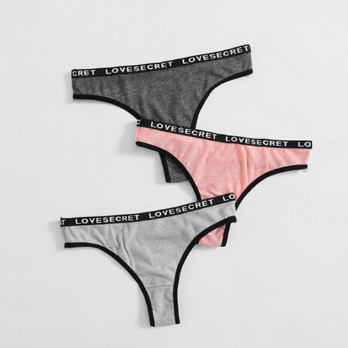 Plus Size Ladies Best Cute Pink Ribbed Cotton Thongs