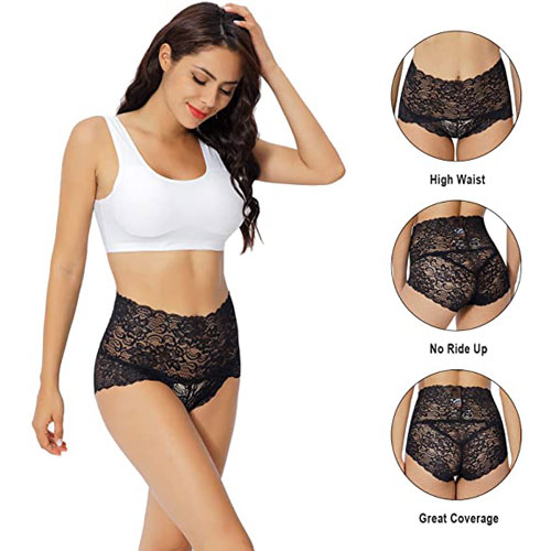 High Waist Black Lace Underwear For Women