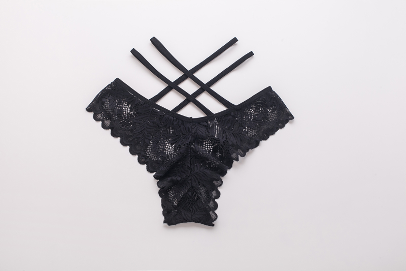 Ladies High Waist Lace Double Cross Strap Thong