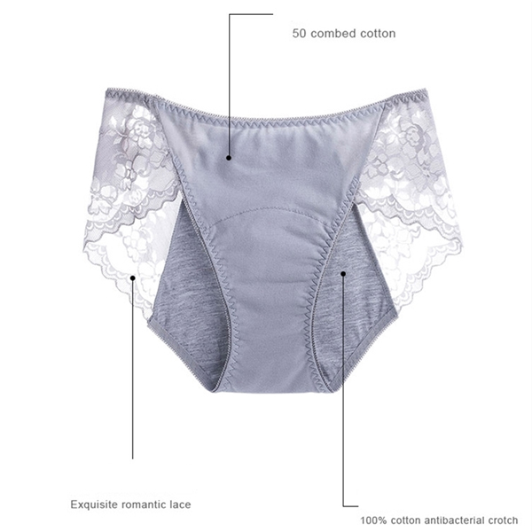 Ladies High Waist Lace Cotton Period Panties