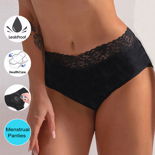 Plus Size Ladies Lace Nylon Period Panties