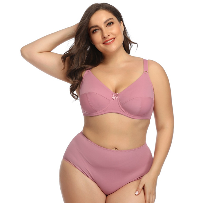 Plus Size Pink Bra And Panty Sets For Ladies