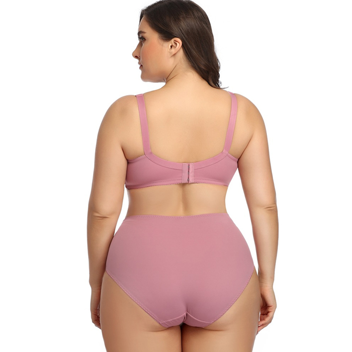 Plus Size Pink Bra And Panty Sets For Ladies