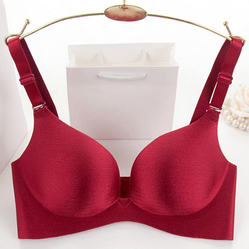 Ladies Sexy Red Silk Cotton Push Up Bra
