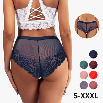 Ladies Sexy Transparent Bow Mesh Lace Panties