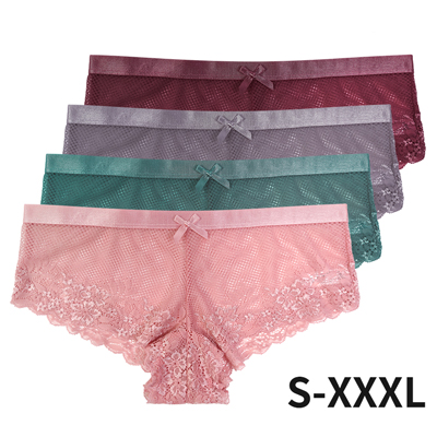 Ladies Sexy Transparent Bow Mesh Lace Panties
