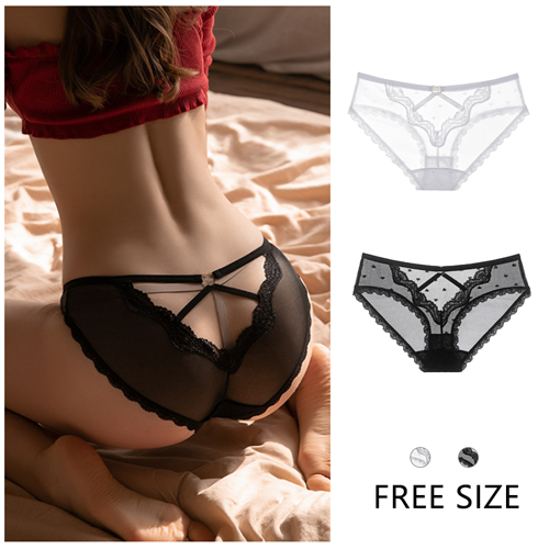 Ladies Hollow Out White Mesh Lace Panties