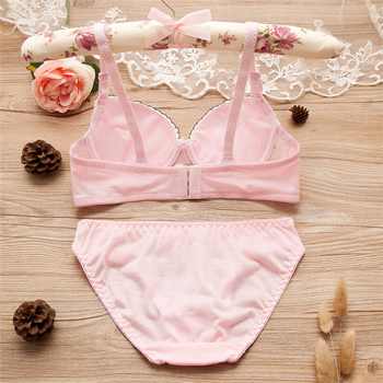 Young Girl Printed Cotton Lace Bra Panty Set
