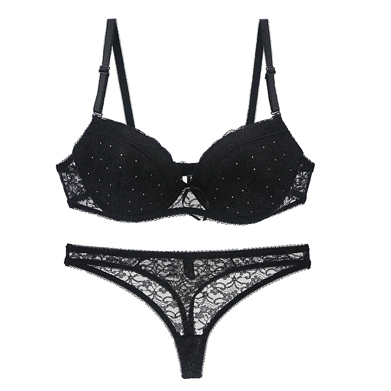 Ladies Transparent Lace Padded Bra And Panty Set