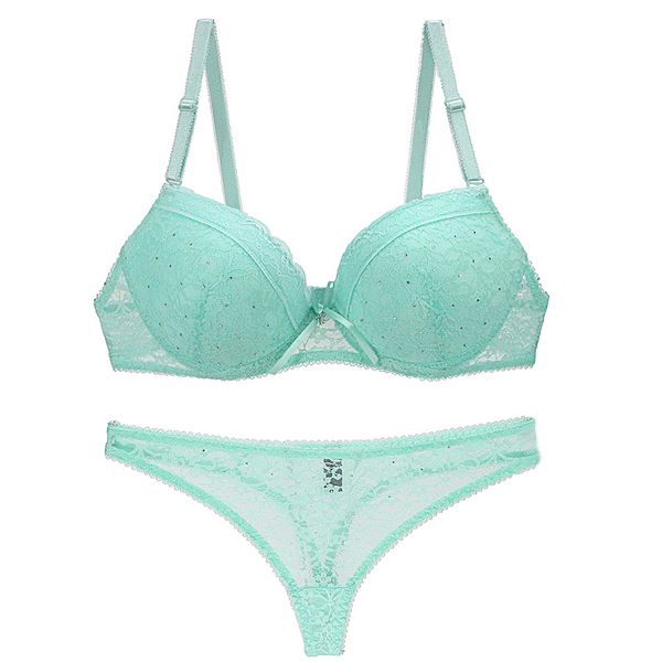 Ladies Transparent Lace Padded Bra And Panty Set