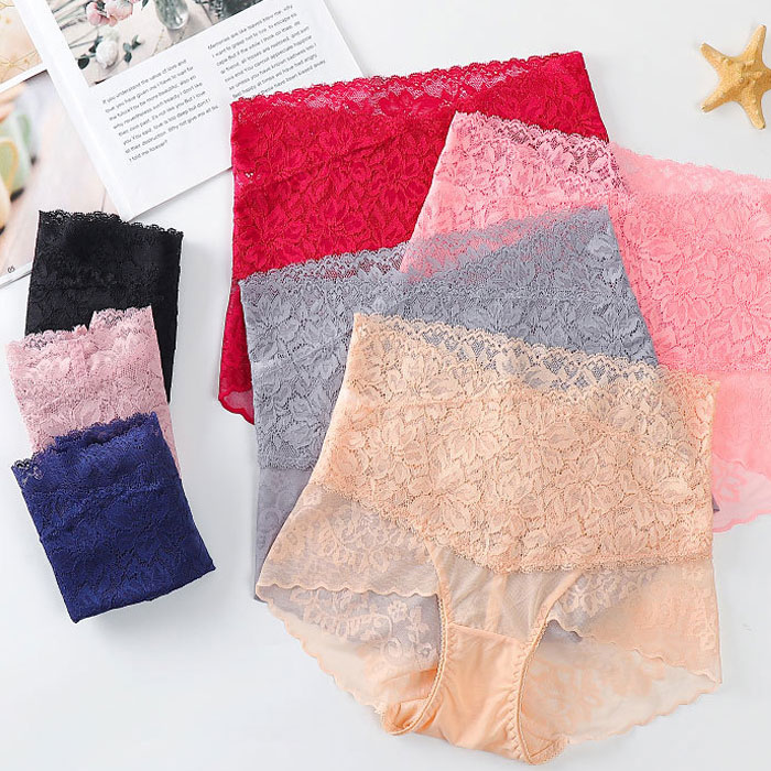 Ladies High Waisted Transparent Lace Underwear