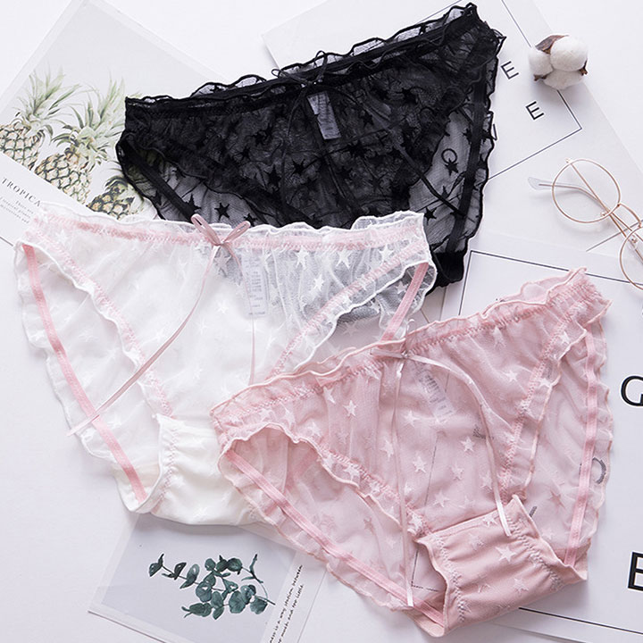 Cute Ladies Transparent Star Lace Panties