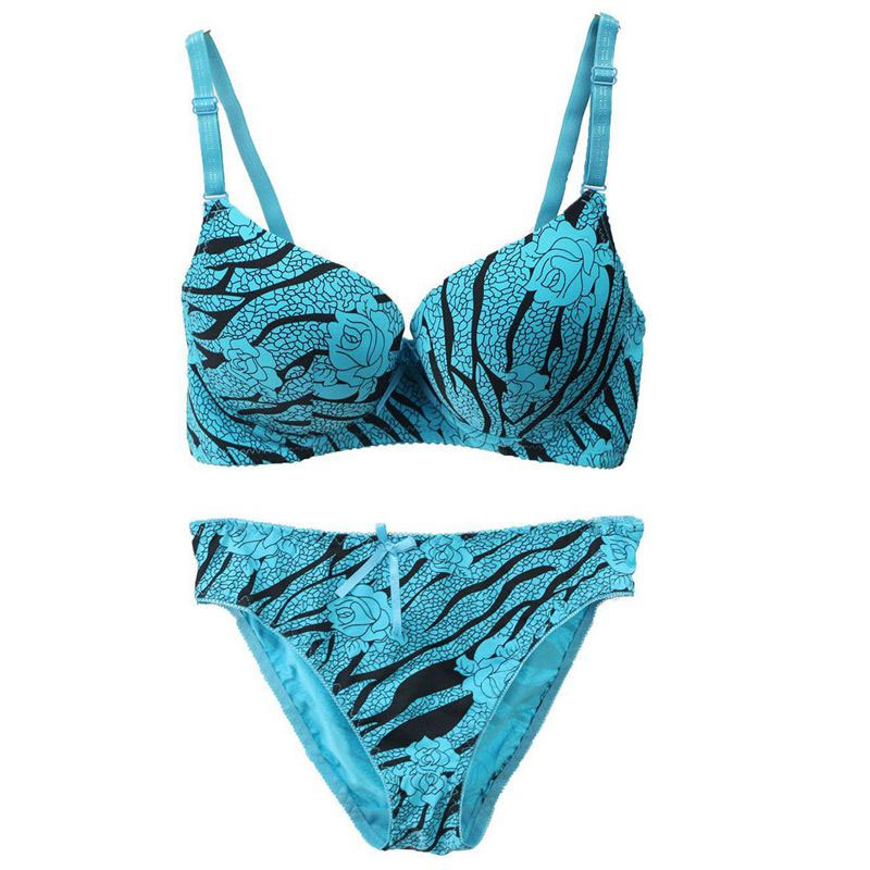 Ladies Stripe Printed Bra Panty Set Size 36