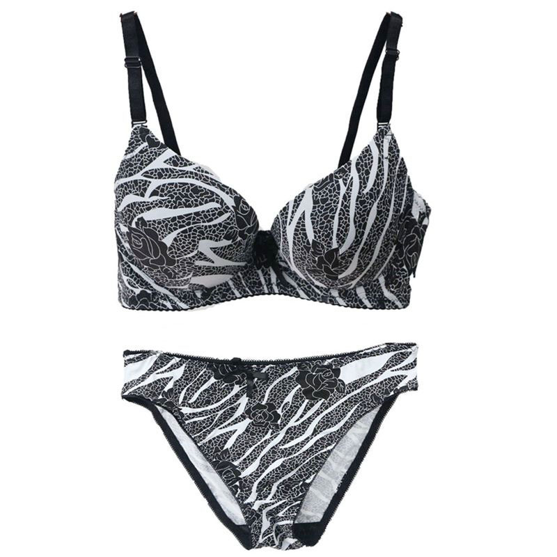 Ladies Stripe Printed Bra Panty Set Size 36